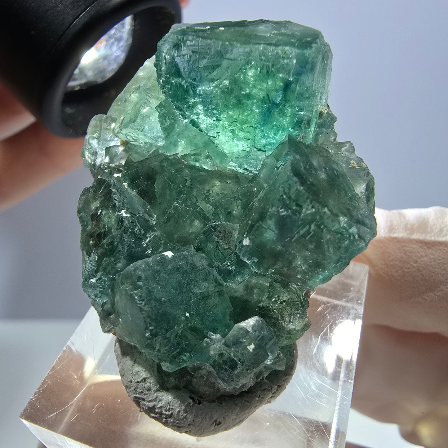 Phantom Fluorit Würfel Stufe, grün parkettiert Okorusu, Namibia 38*28*16mm