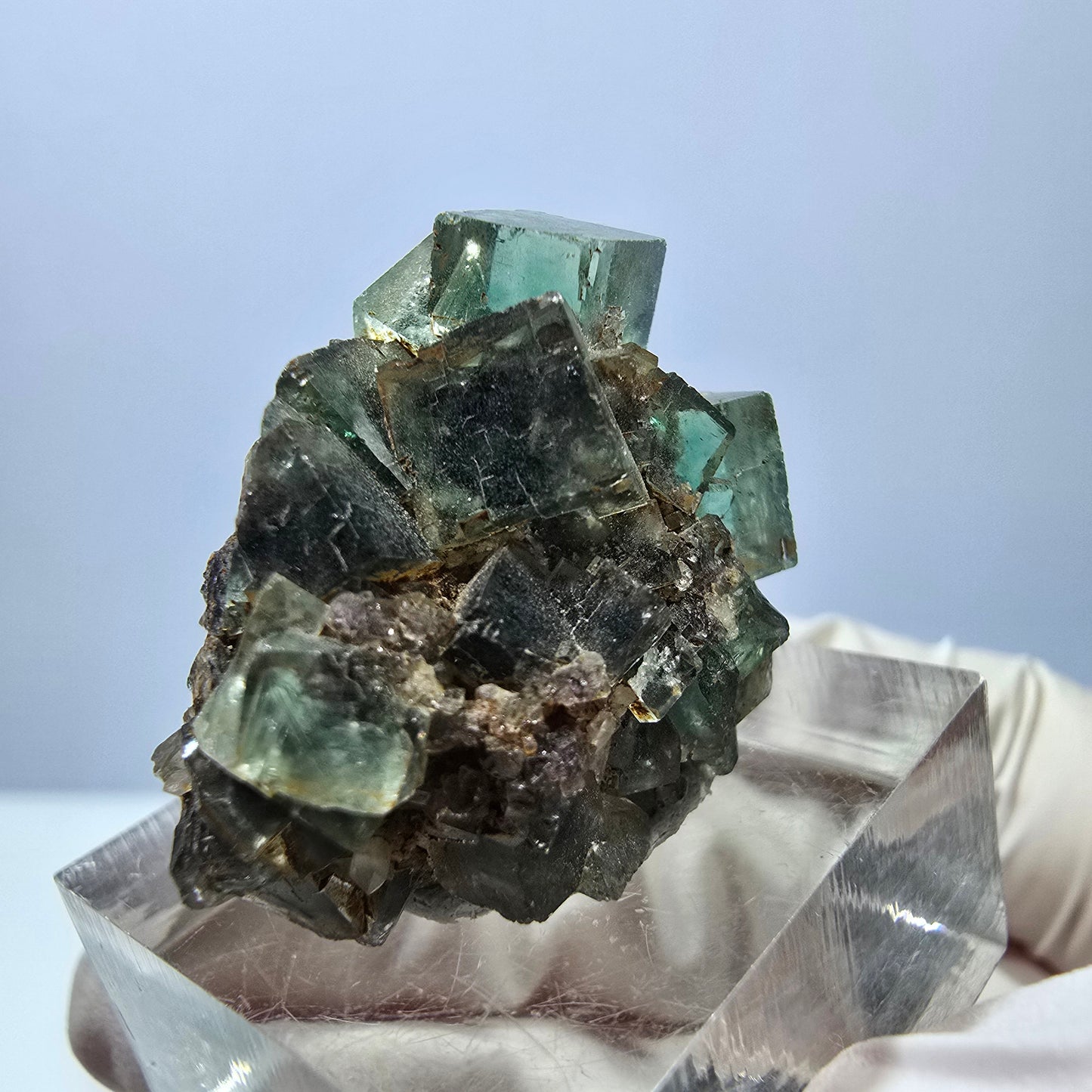 Spécimen de cube de fluorite fantôme, parquet vert Okorusu, Namibie 26 x 22 x 19 mm