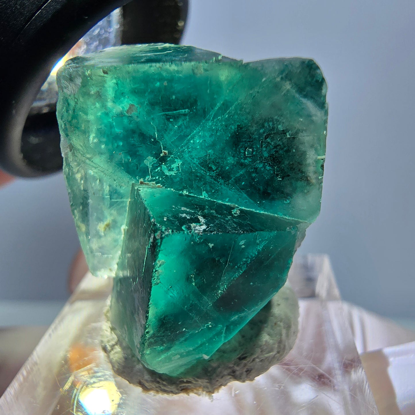 Spécimen de cube de fluorite fantôme, parquet vert Okorusu, Namibie 25 x 21 x 19 mm