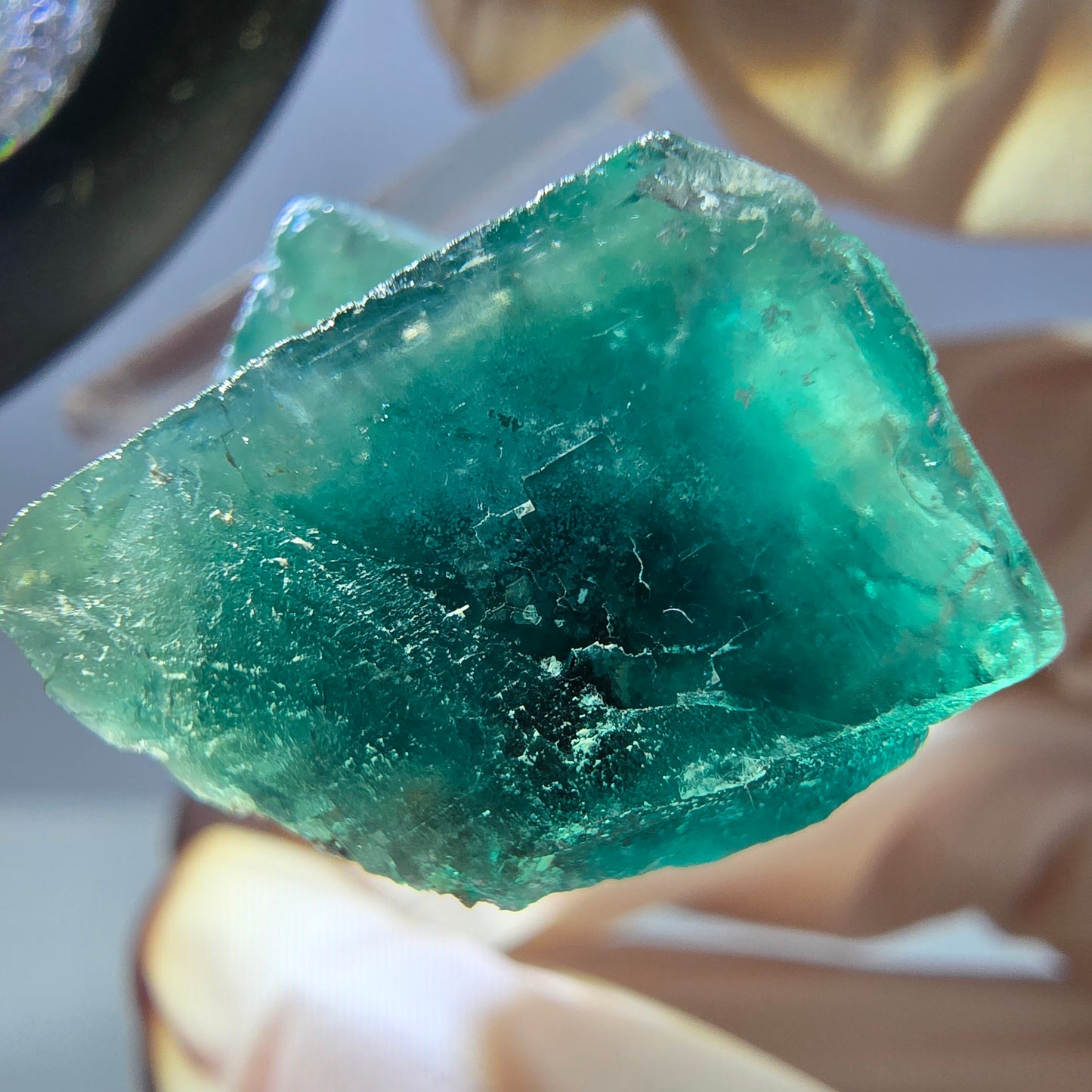 Spécimen de cube de fluorite fantôme, parquet vert Okorusu, Namibie 25 x 21 x 19 mm