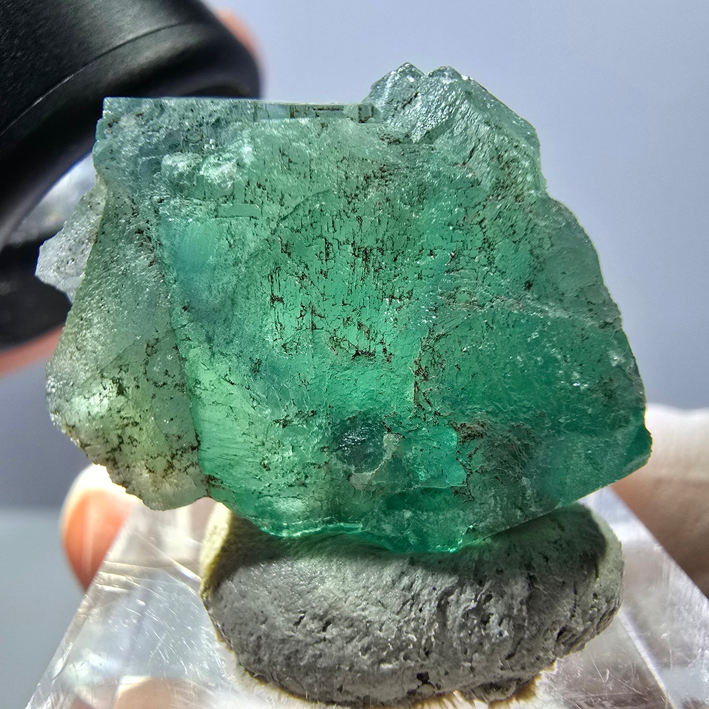 Phantom Fluorit Würfel Stufe, grün parkettiert Okorusu, Namibia 26*21*21mm