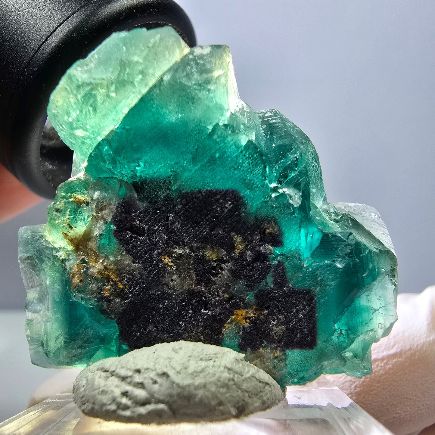 Spécimen de cube de fluorite fantôme, parquet vert Okorusu, Namibie 39 x 34 x 18 mm