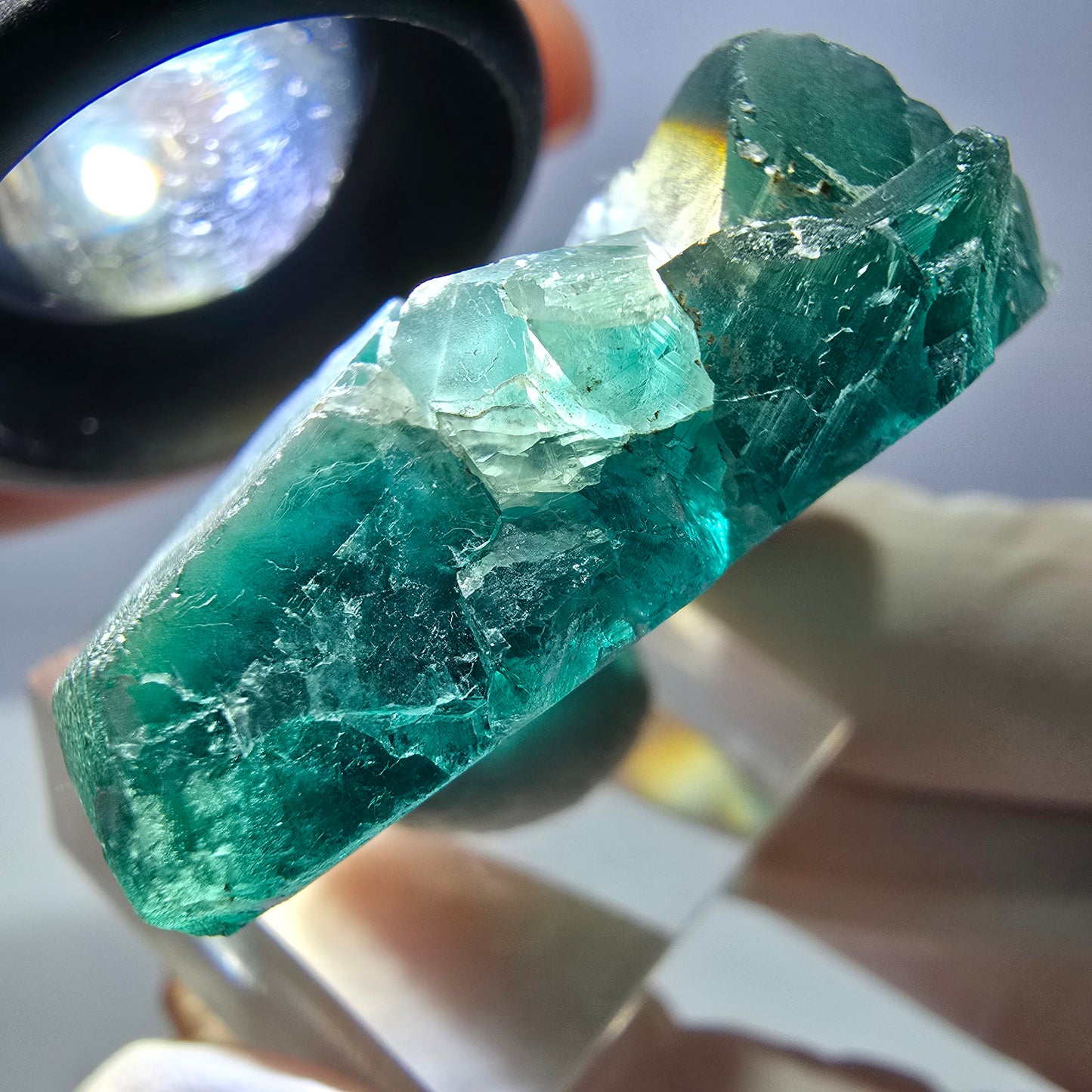 Phantom Fluorit Würfel Stufe, grün parkettiert Okorusu, Namibia 41*36*13mm