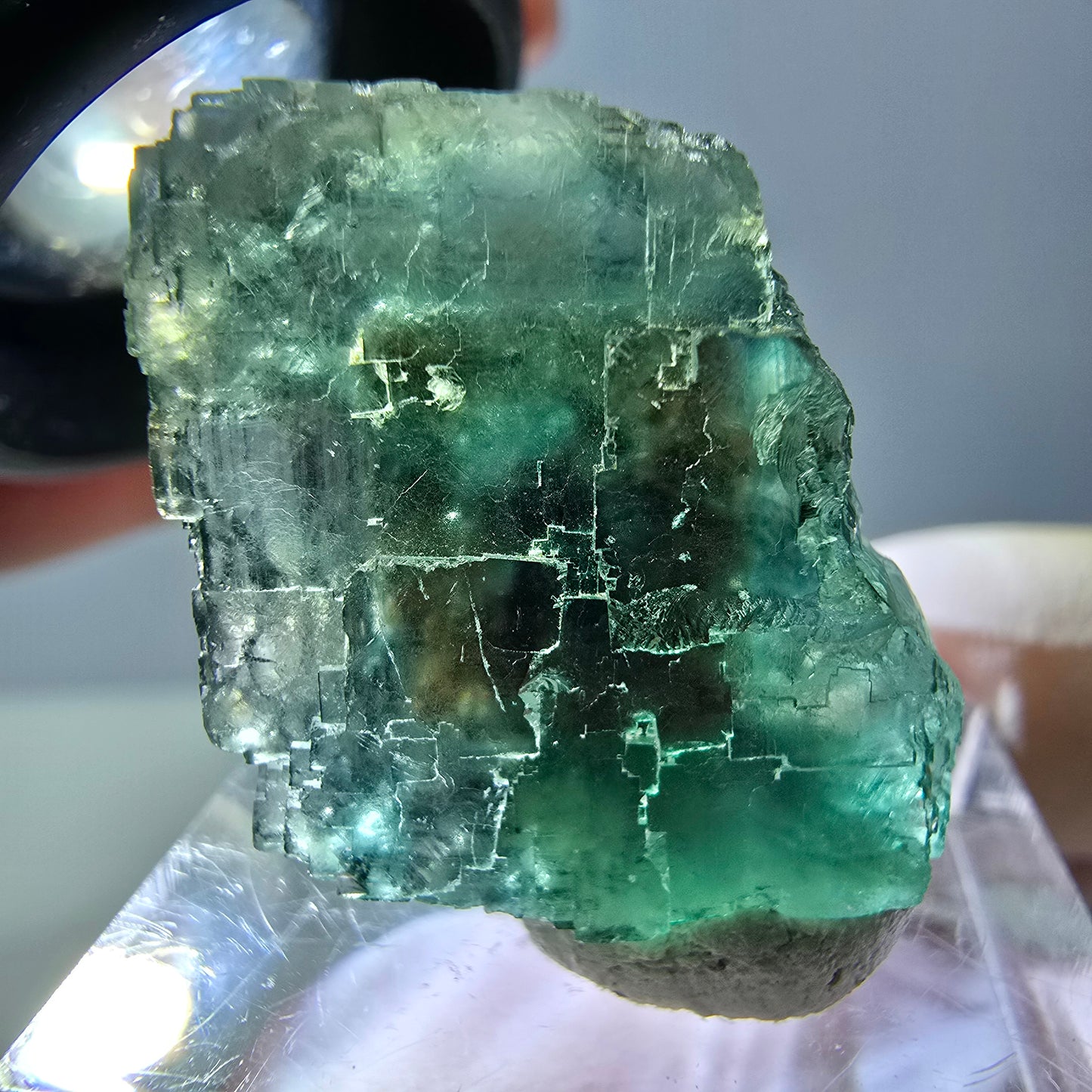 Phantom Fluorit Würfel Stufe, grün parkettiert Okorusu, Namibia 21*20*17mm