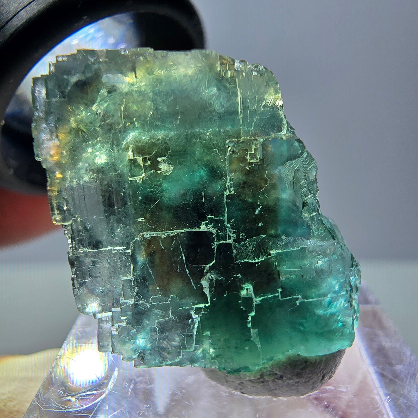 Phantom Fluorit Würfel Stufe, grün parkettiert Okorusu, Namibia 21*20*17mm