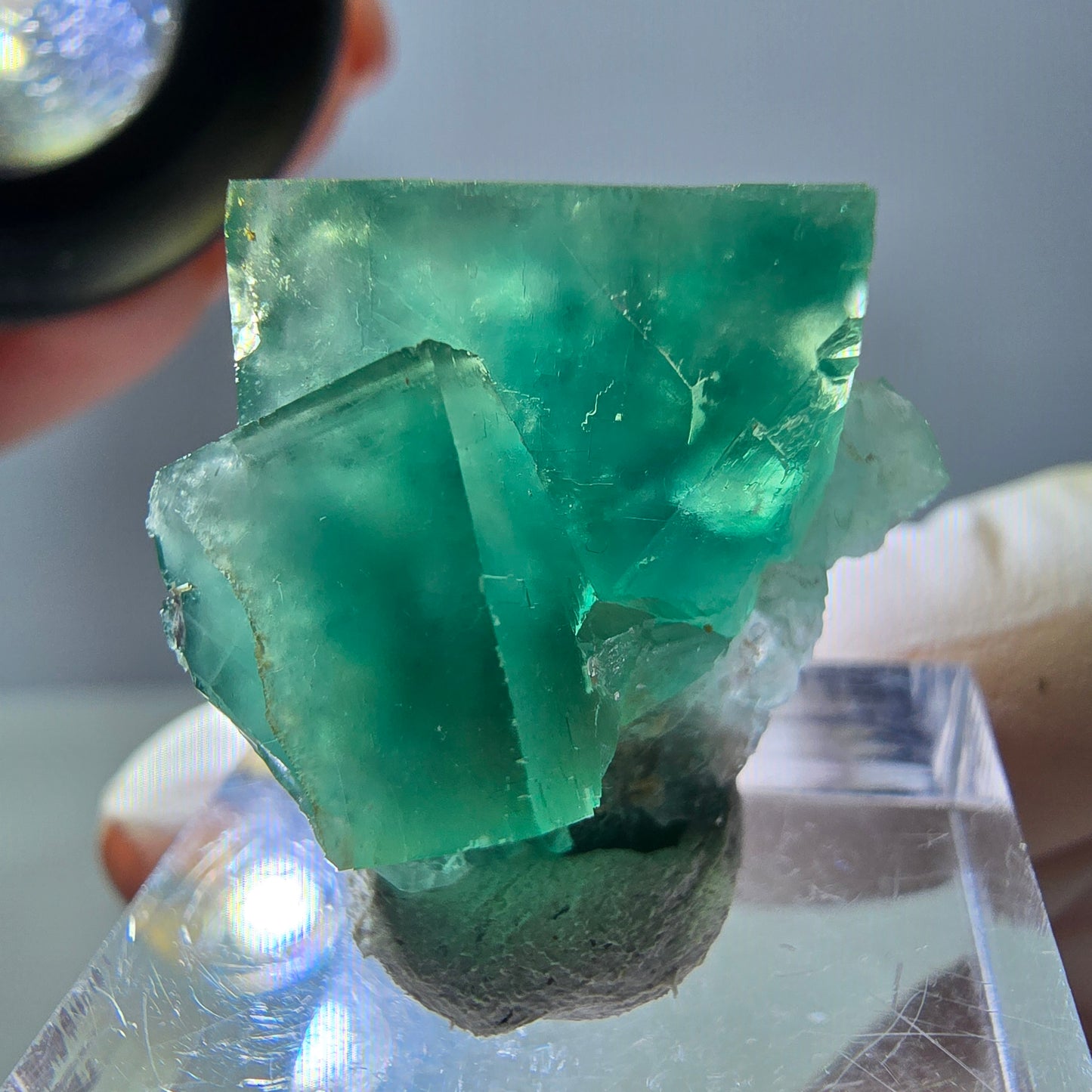 Phantom Fluorit Würfel Stufe, grün parkettiert Okorusu, Namibia 23*22*13mm