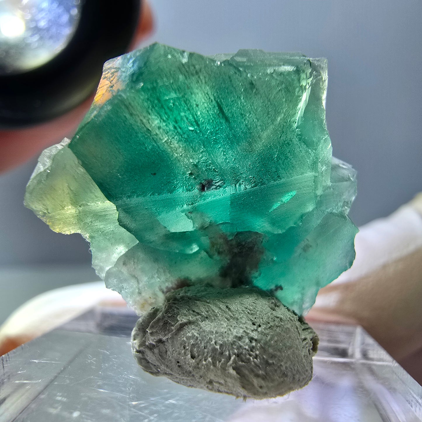 Phantom Fluorit Würfel Stufe, grün parkettiert Okorusu, Namibia 23*22*13mm