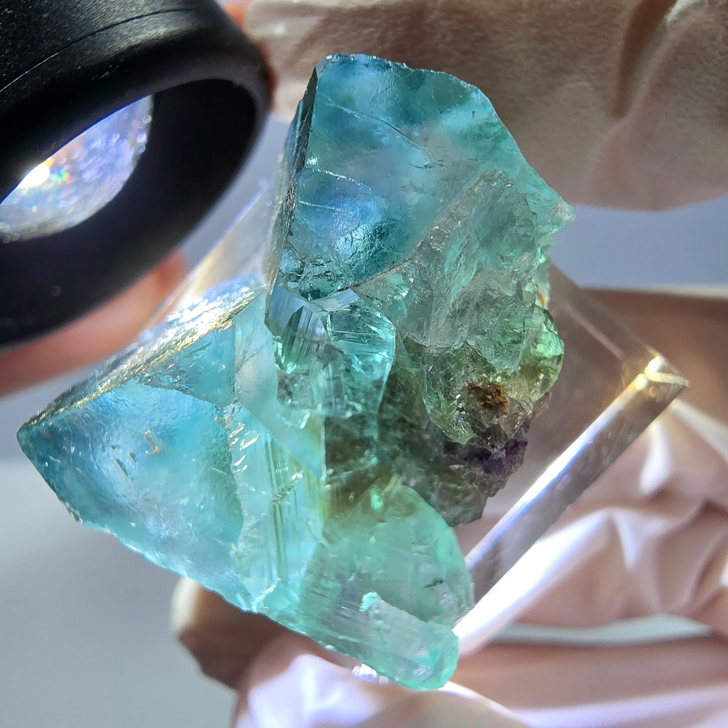 Phantom Fluorit Würfel Stufe, grün parkettiert Okorusu, Namibia 27*24*18mm