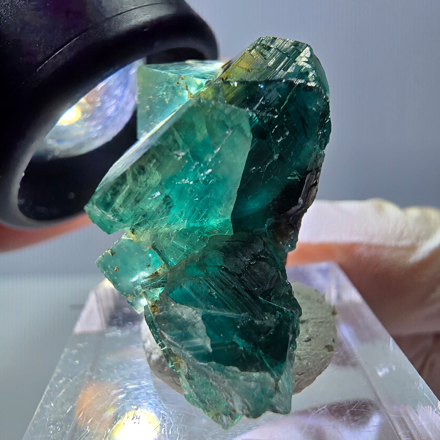 Spécimen de cube de fluorite fantôme, parquet vert Okorusu, Namibie 29*25*15 mm