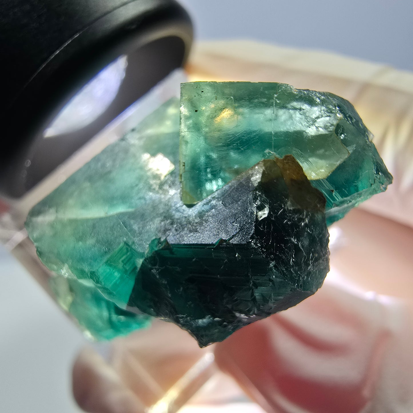 Spécimen de cube de fluorite fantôme, parquet vert Okorusu, Namibie 29*25*15 mm