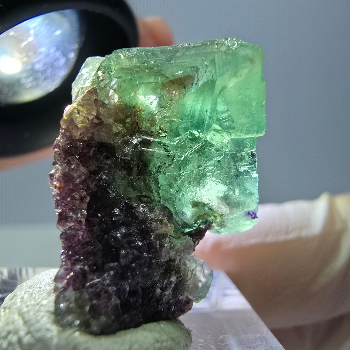 Phantom Fluorit Würfel Stufe, grün parkettiert Okorusu, Namibia 27*21*15mm