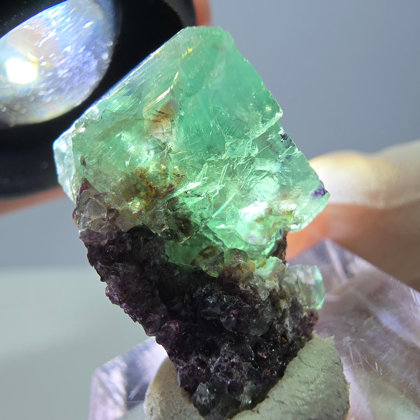 Phantom Fluorit Würfel Stufe, grün parkettiert Okorusu, Namibia 27*21*15mm