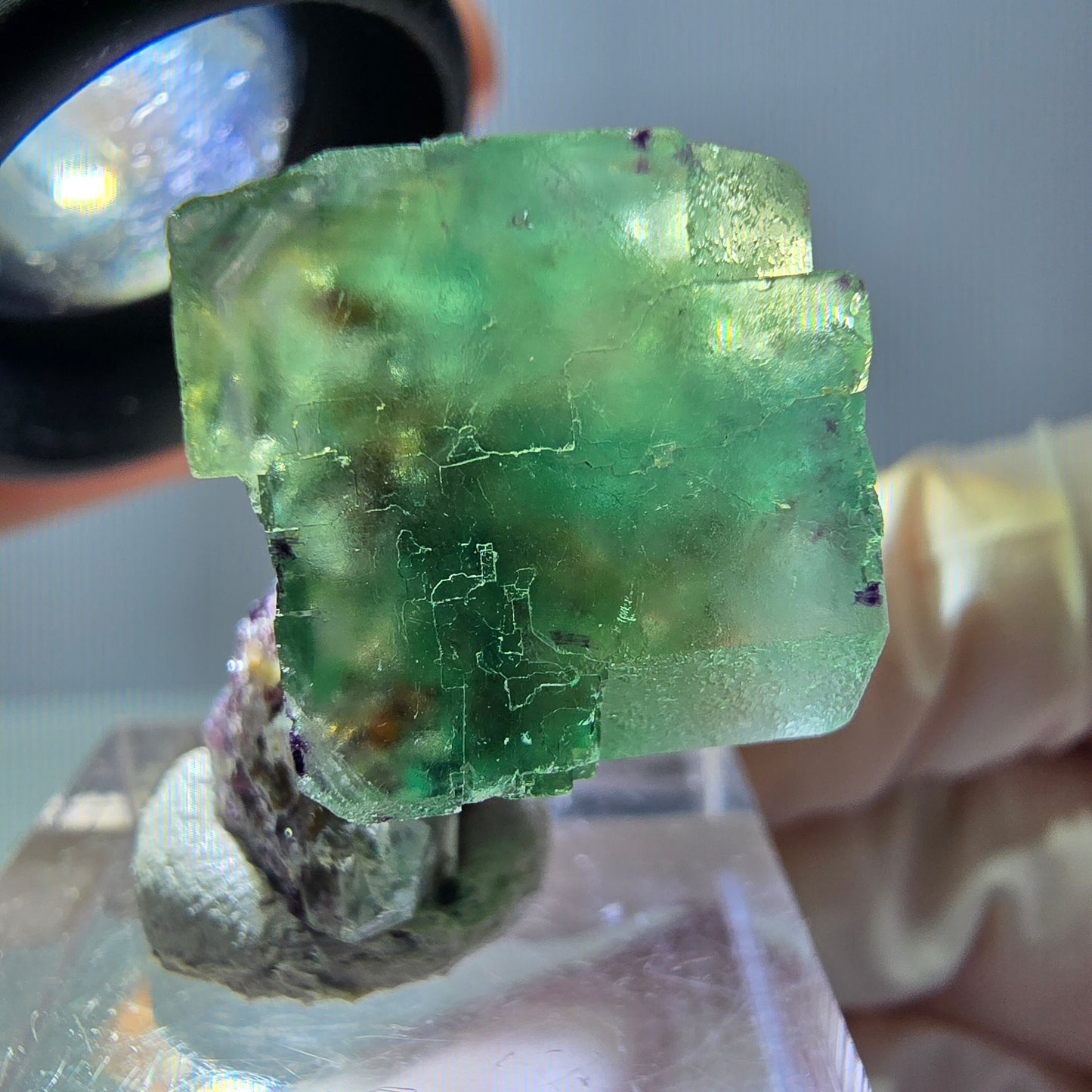 Phantom Fluorit Würfel Stufe, grün parkettiert Okorusu, Namibia 27*21*15mm