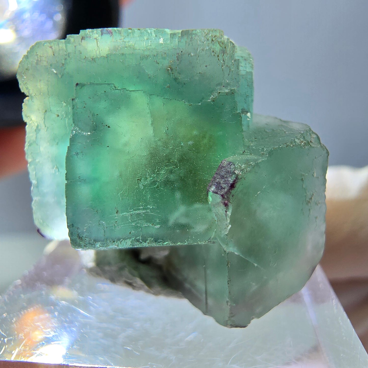 Phantom Fluorit Würfel Stufe, grün parkettiert Okorusu, Namibia 23*23*22mm