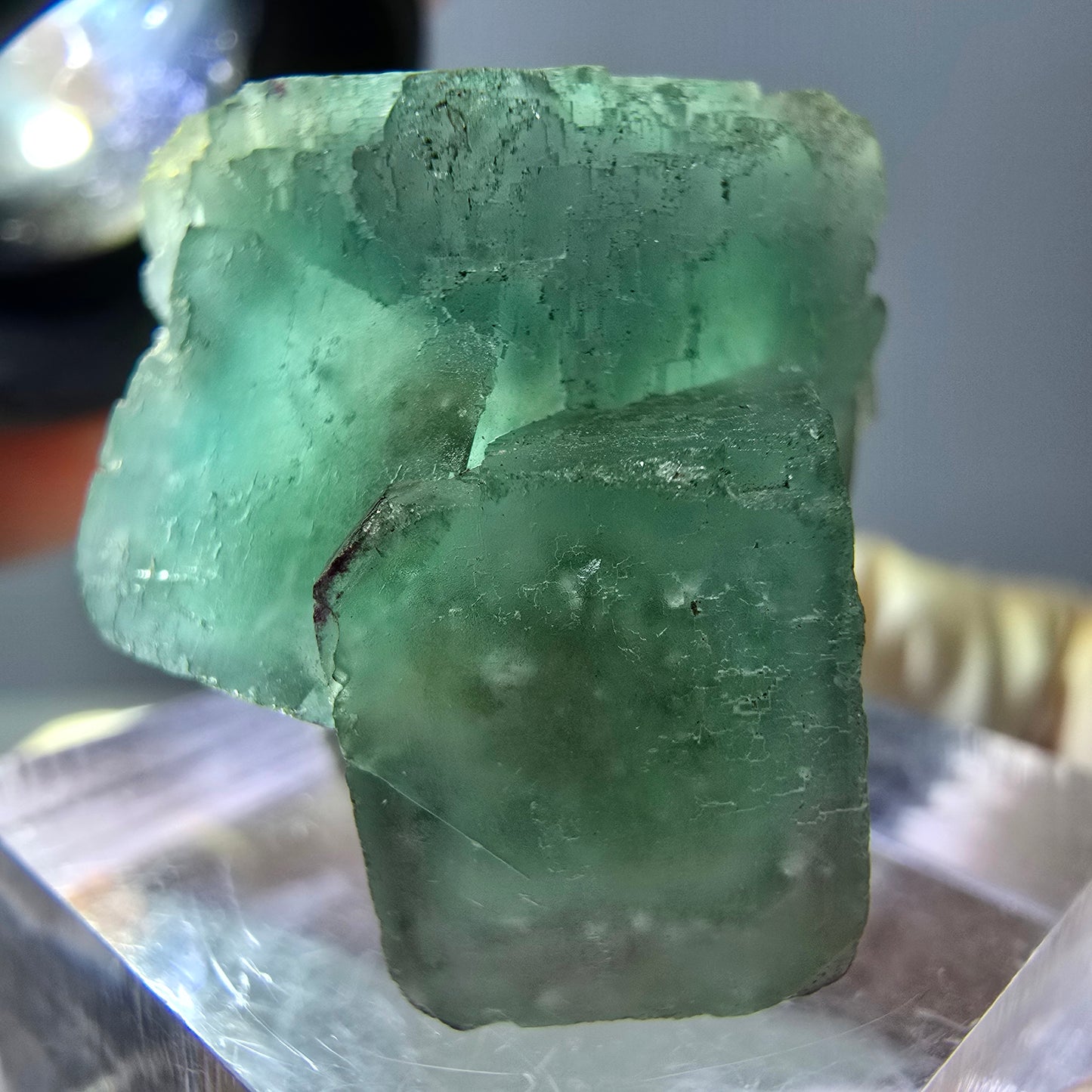 Phantom Fluorit Würfel Stufe, grün parkettiert Okorusu, Namibia 23*23*22mm