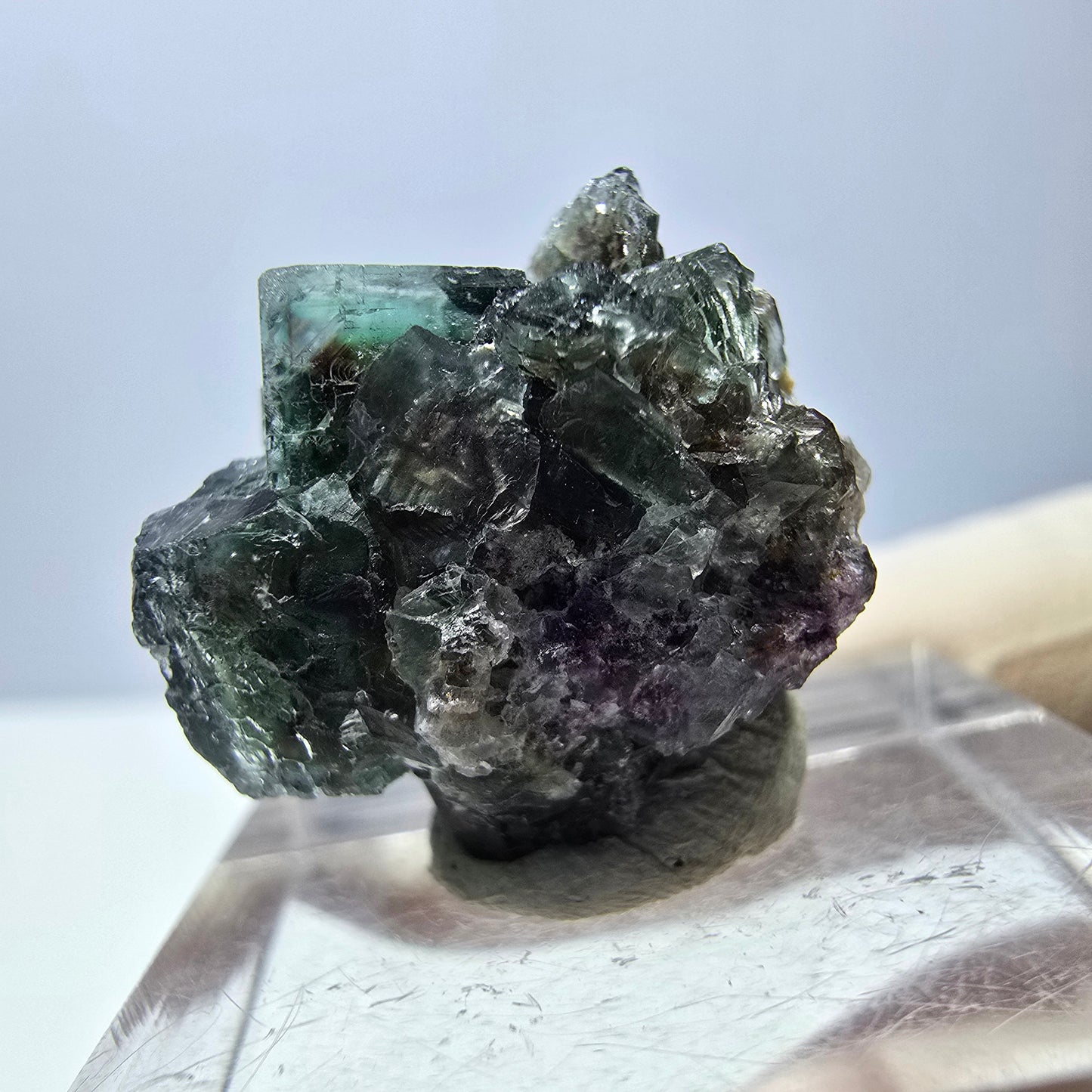 Phantom Fluorit Würfel Stufe, grün parkettiert Okorusu, Namibia 21*16*13mm