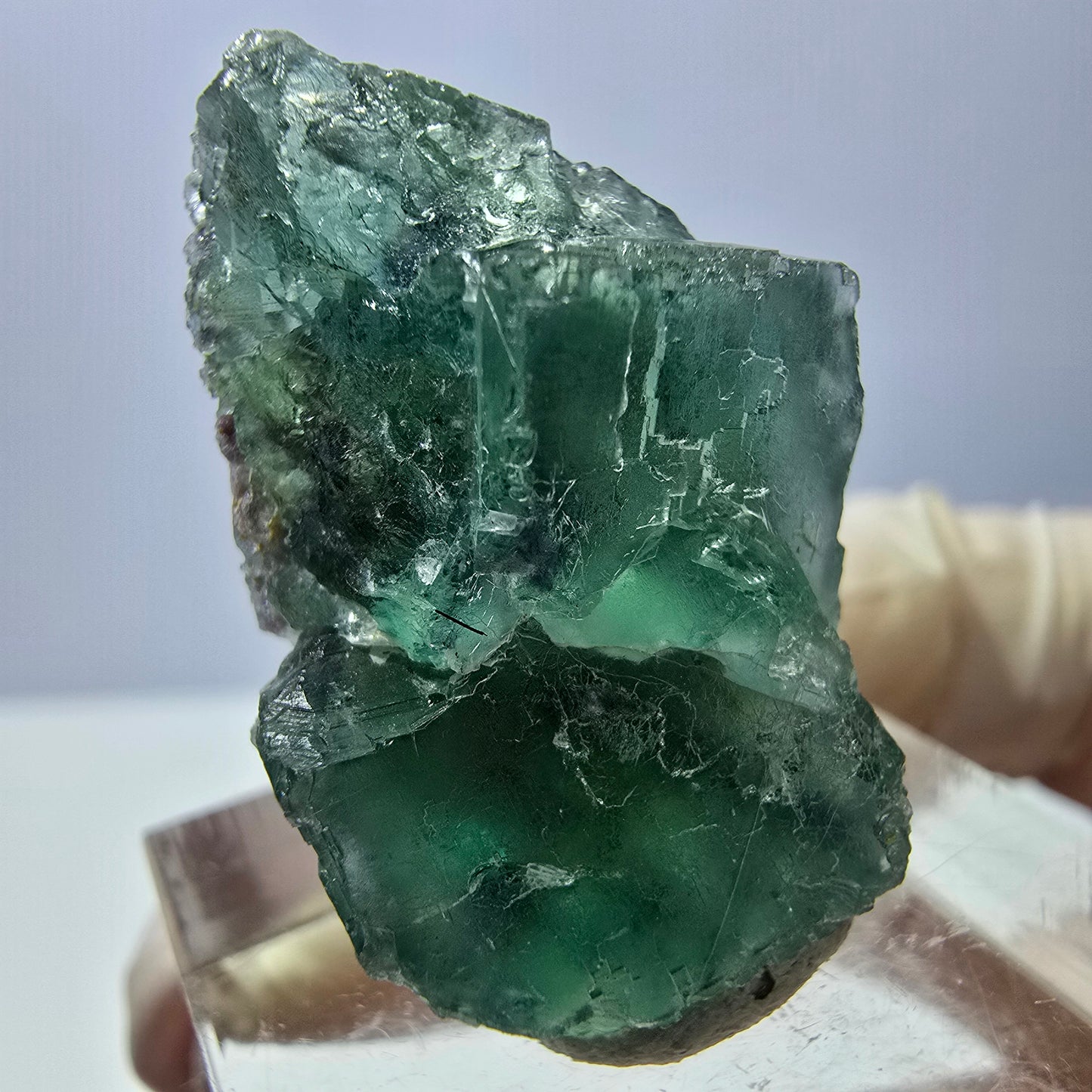 Phantom Fluorit Würfel Stufe, grün parkettiert Okorusu, Namibia 30*20*13mm
