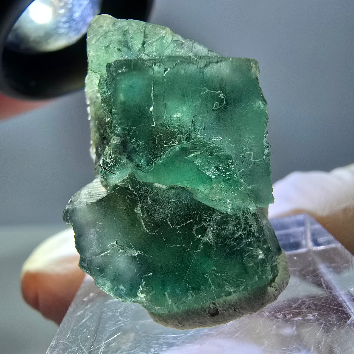 Phantom Fluorit Würfel Stufe, grün parkettiert Okorusu, Namibia 30*20*13mm