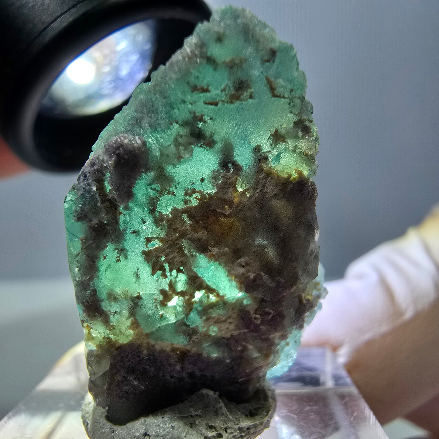 Phantom Fluorit Würfel Stufe, grün parkettiert Okorusu, Namibia 30*20*13mm