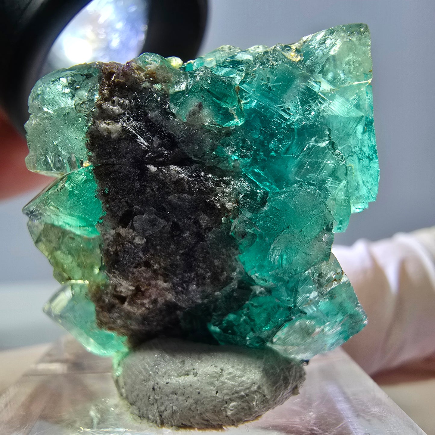 Spécimen de cube de fluorite fantôme, parquet vert Okorusu, Namibie 27 x 25 x 17 mm