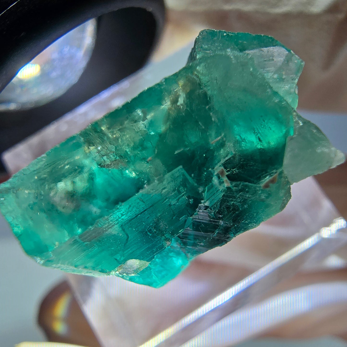 Phantom Fluorit Würfel Stufe, grün parkettiert Okorusu, Namibia 21*21*13mm
