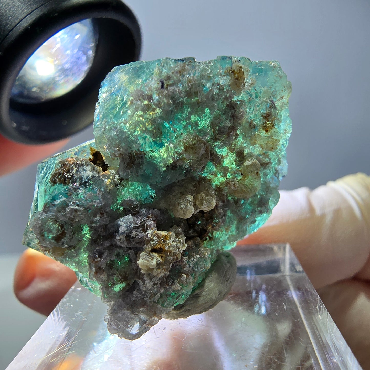 Phantom Fluorit Würfel Stufe, grün parkettiert Okorusu, Namibia 30*24*23mm