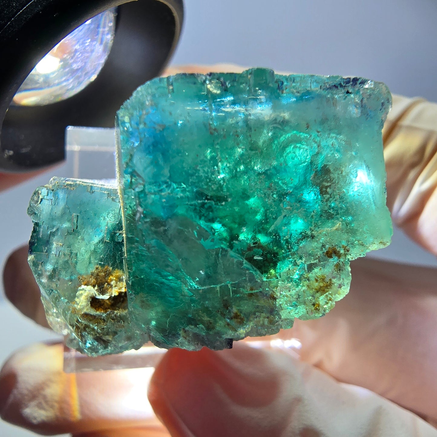 Phantom Fluorit Würfel Stufe, grün parkettiert Okorusu, Namibia 30*24*23mm