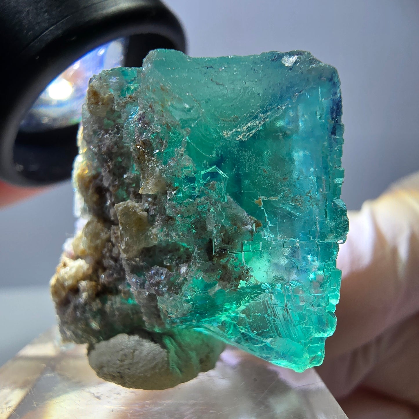 Phantom Fluorit Würfel Stufe, grün parkettiert Okorusu, Namibia 30*24*23mm