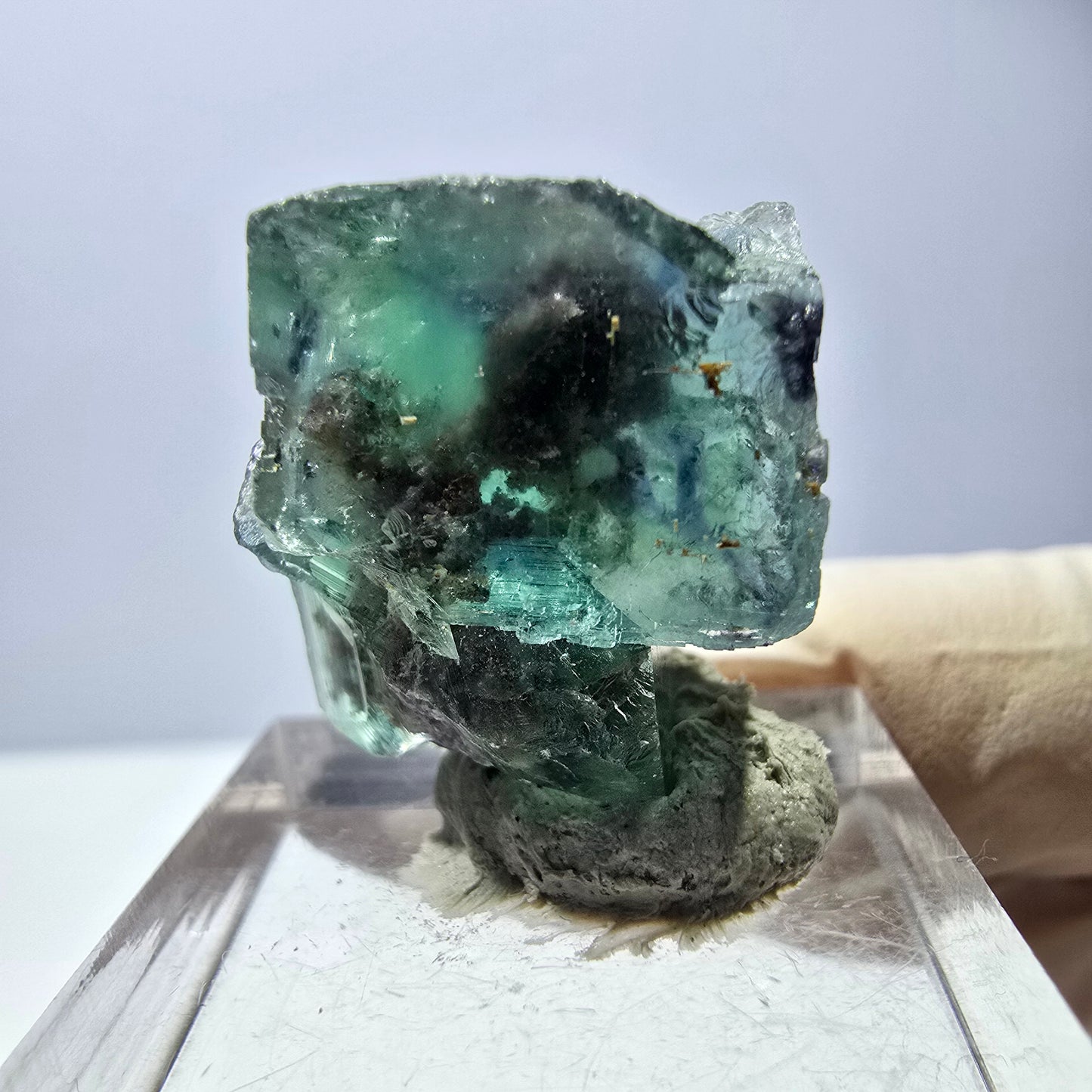 Spécimen de cube de fluorite fantôme, parquet vert Okorusu, Namibie 22 x 19 x 16 mm
