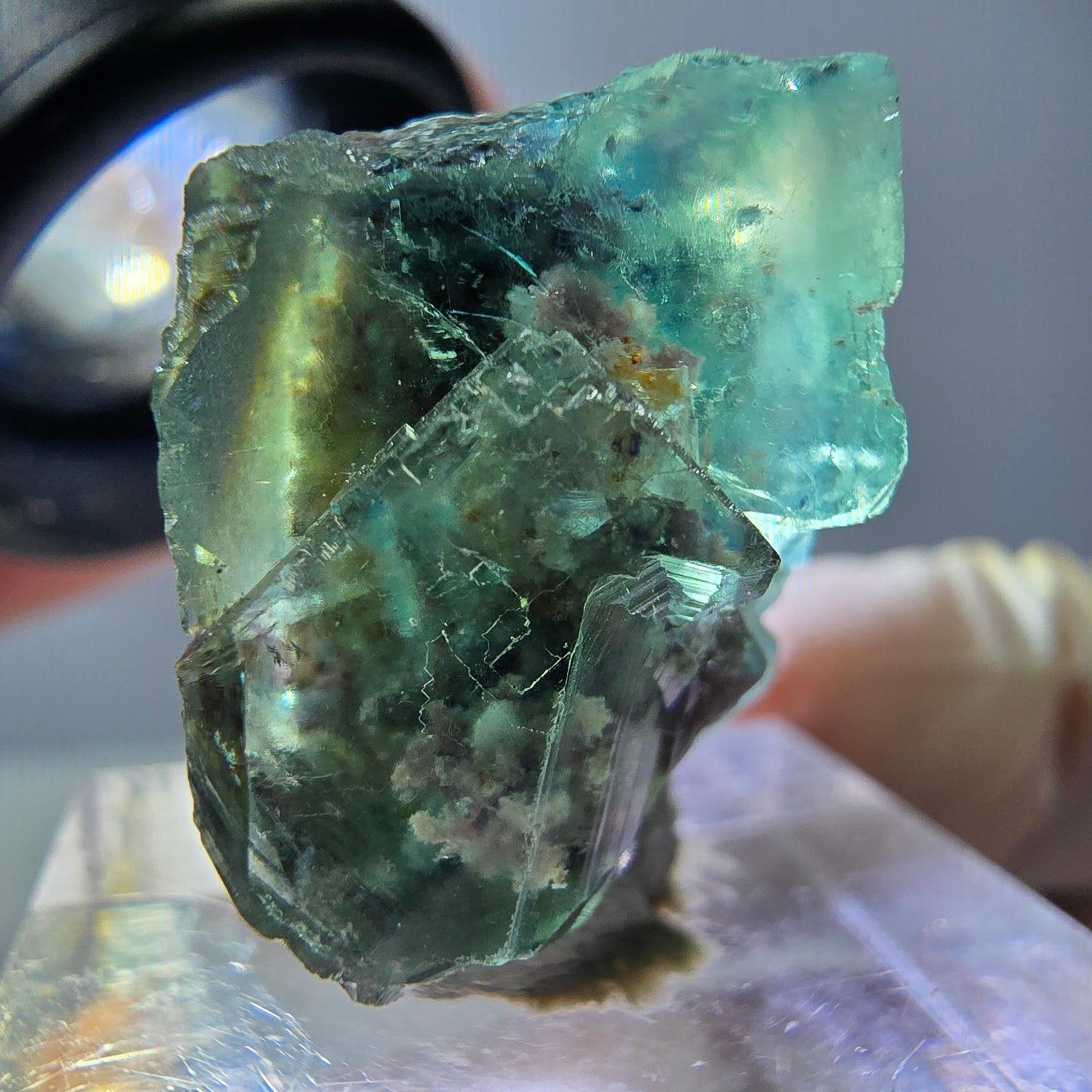 Spécimen de cube de fluorite fantôme, parquet vert Okorusu, Namibie 22 x 19 x 16 mm