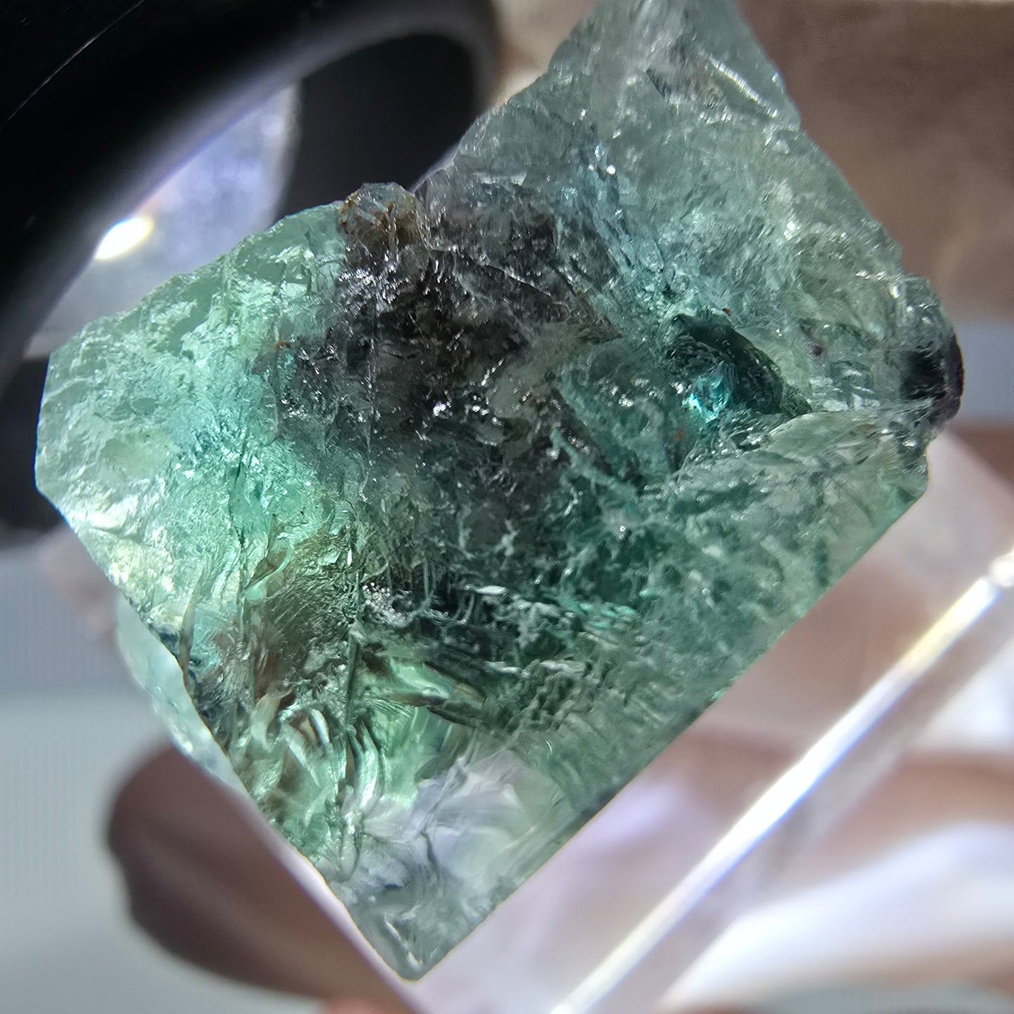 Spécimen de cube de fluorite fantôme, parquet vert Okorusu, Namibie 22 x 19 x 16 mm