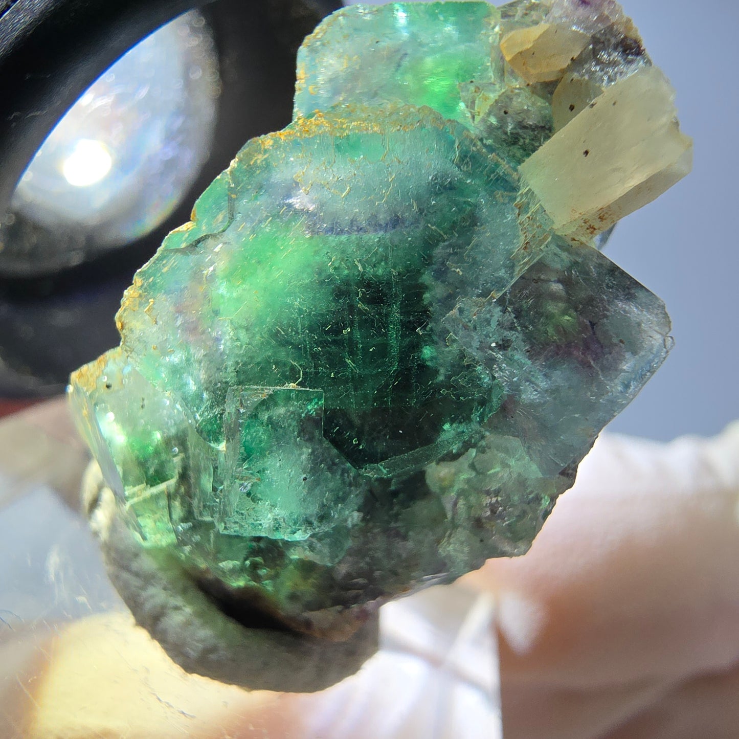 Phantom Fluorit Würfel, Quarz Stufe, grün Okorusu, Namibia 28*23*16mm