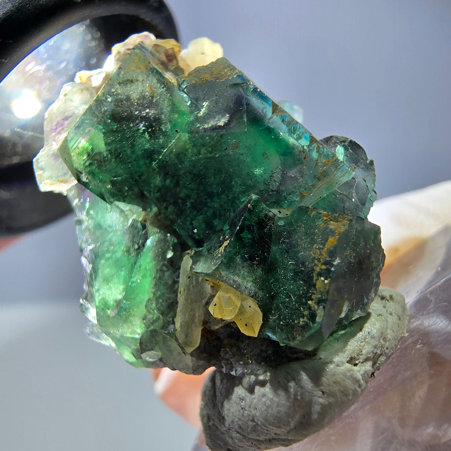 Phantom Fluorit Würfel, Quarz Stufe, grün Okorusu, Namibia 28*23*16mm