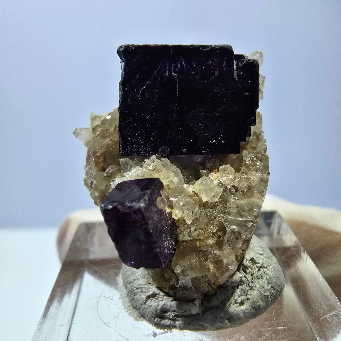Phantom Fluorit Würfel, Quarz Stufe, grün lila Okorusu, Namibia 29*20*15mm