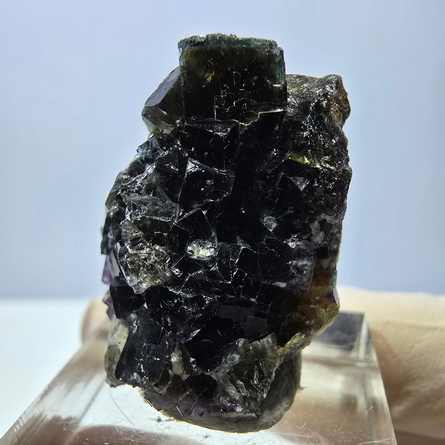 Phantom Fluorit Würfel Stufe, grün lila Okorusu, Namibia 28*24*13mm