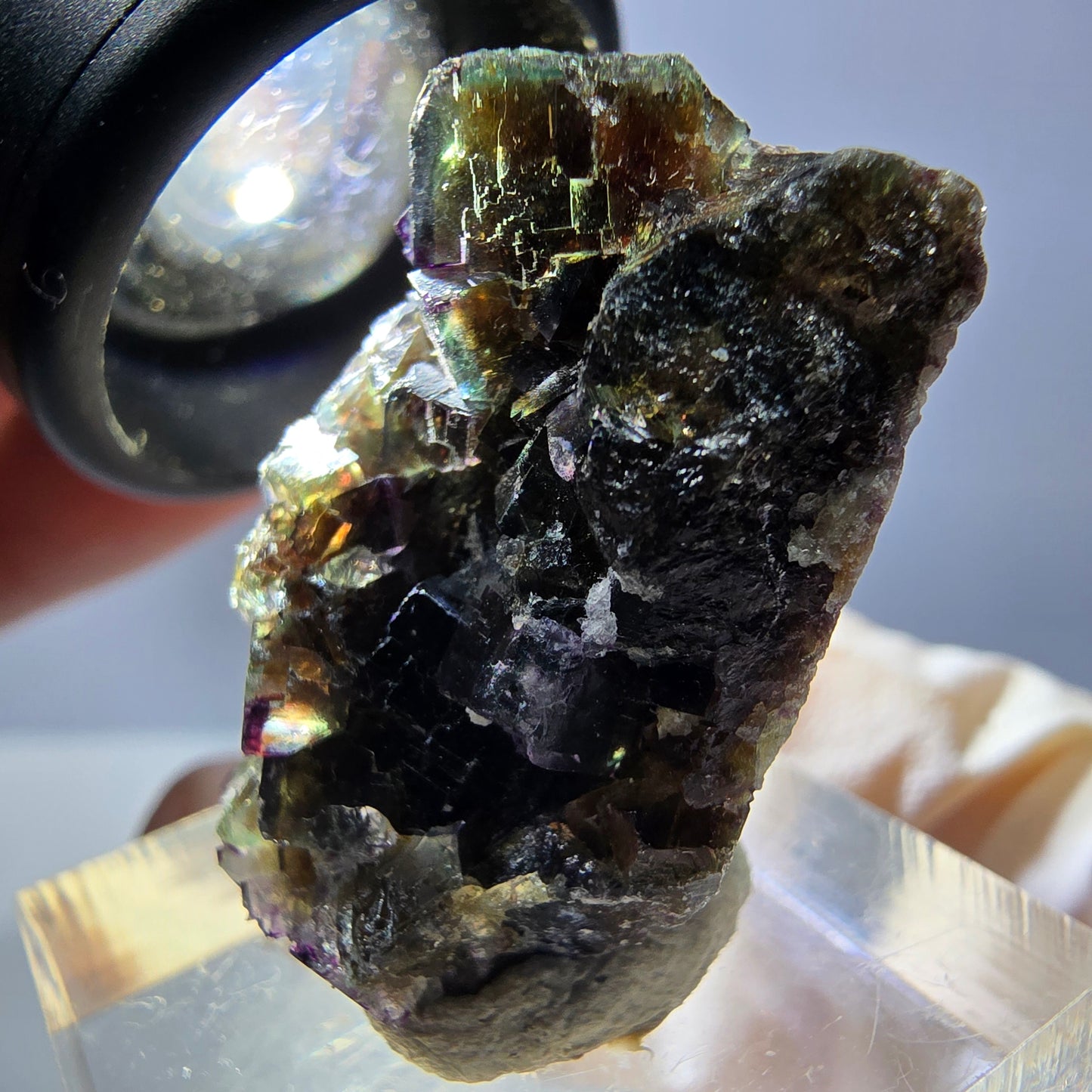Phantom Fluorit Würfel Stufe, grün lila Okorusu, Namibia 28*24*13mm