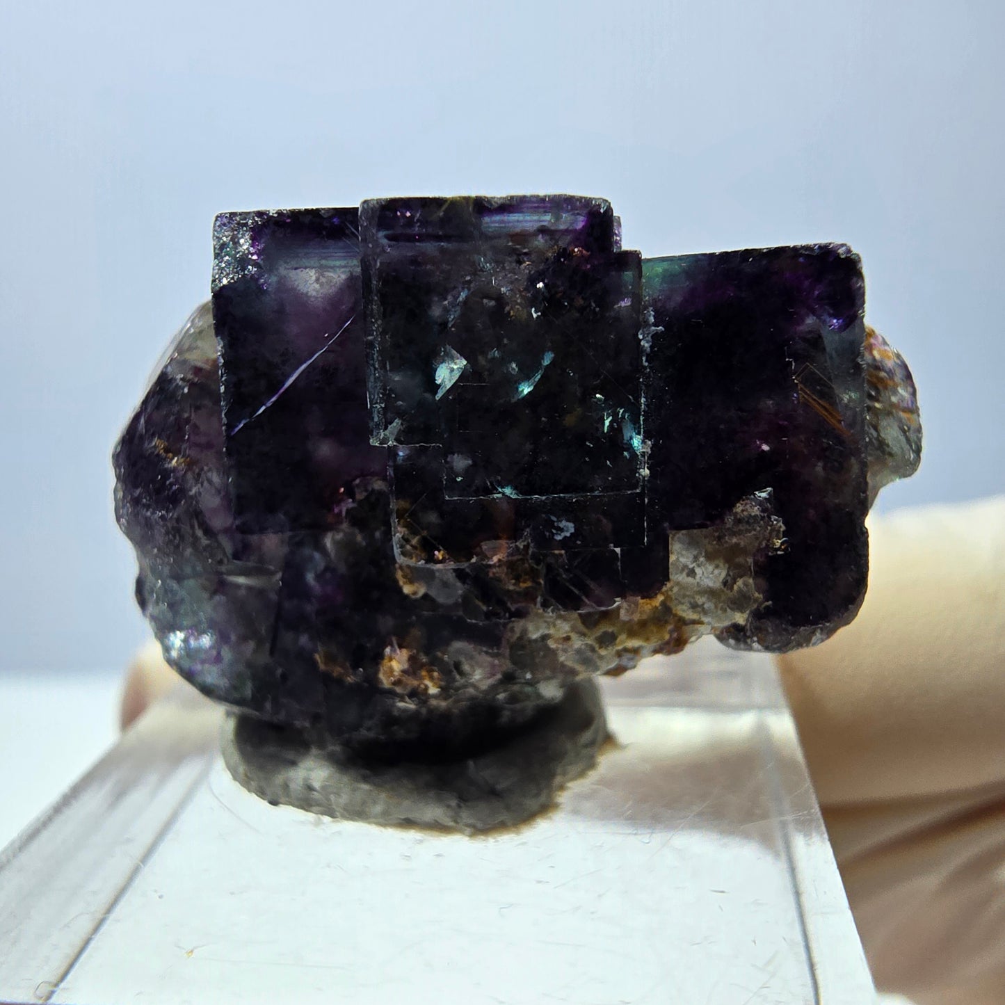 Phantom Fluorit Würfel Stufe, grün lila Okorusu, Namibia 32*22*15mm