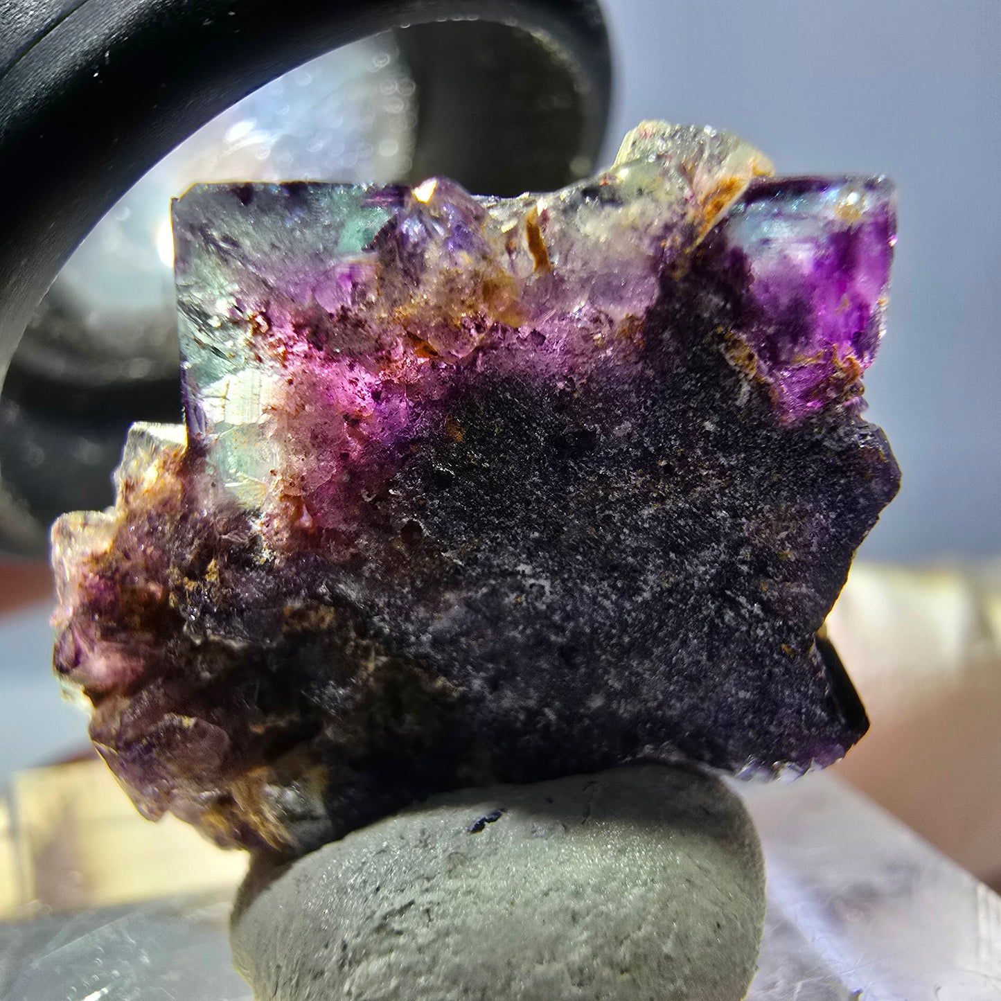 Phantom Fluorit Würfel Stufe, grün lila Okorusu, Namibia 24*21*17mm