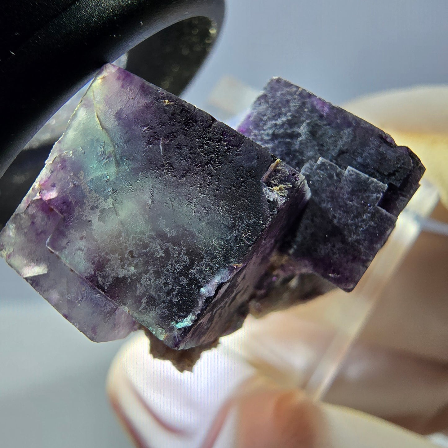 Phantom Fluorit Würfel Stufe, grün lila Okorusu, Namibia 33*24*18mm