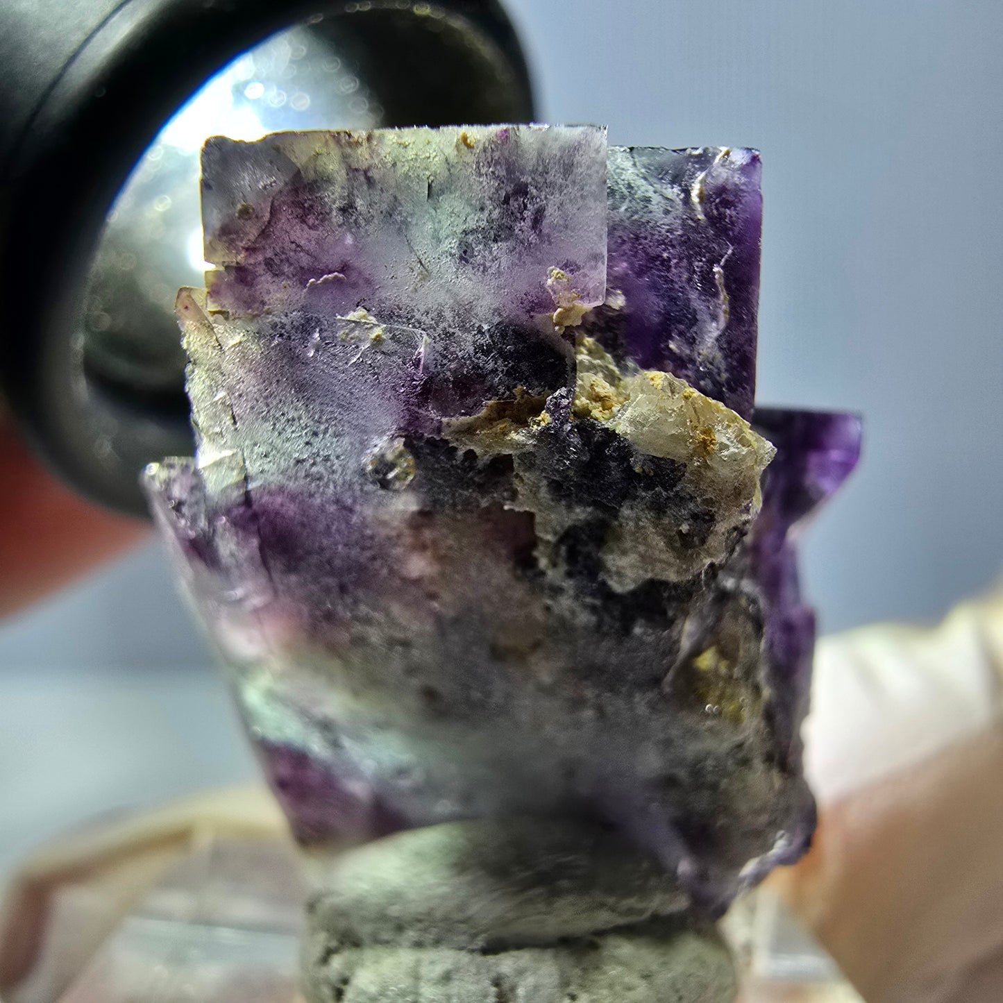 Phantom Fluorit Würfel Stufe, grün lila Okorusu, Namibia 33*24*18mm