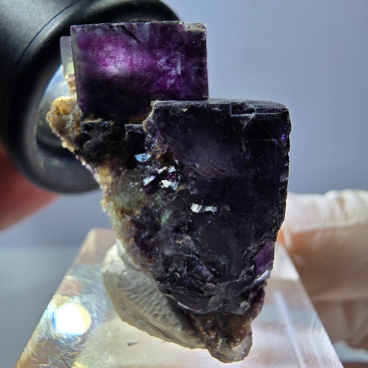Phantom Fluorit Würfel Stufe, grün lila Okorusu, Namibia 33*24*18mm