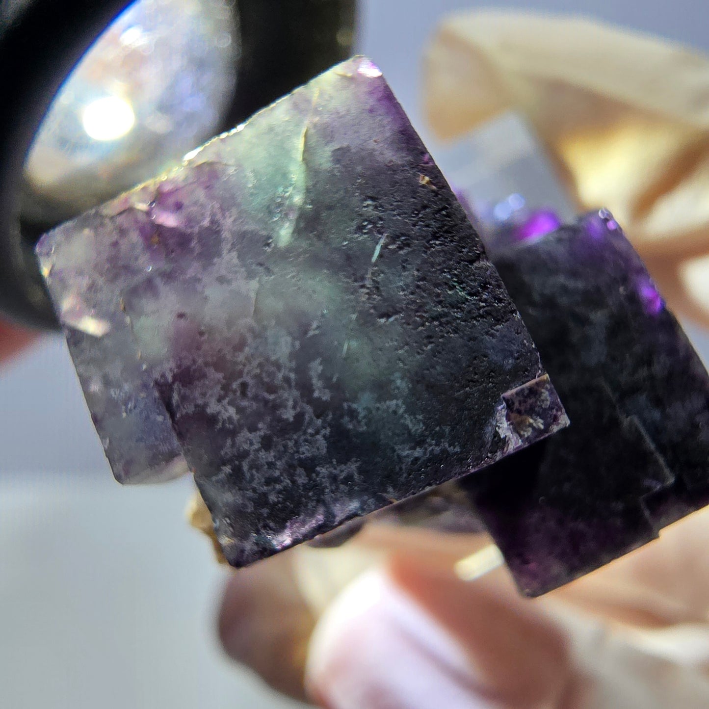 Phantom Fluorit Würfel Stufe, grün lila Okorusu, Namibia 33*24*18mm