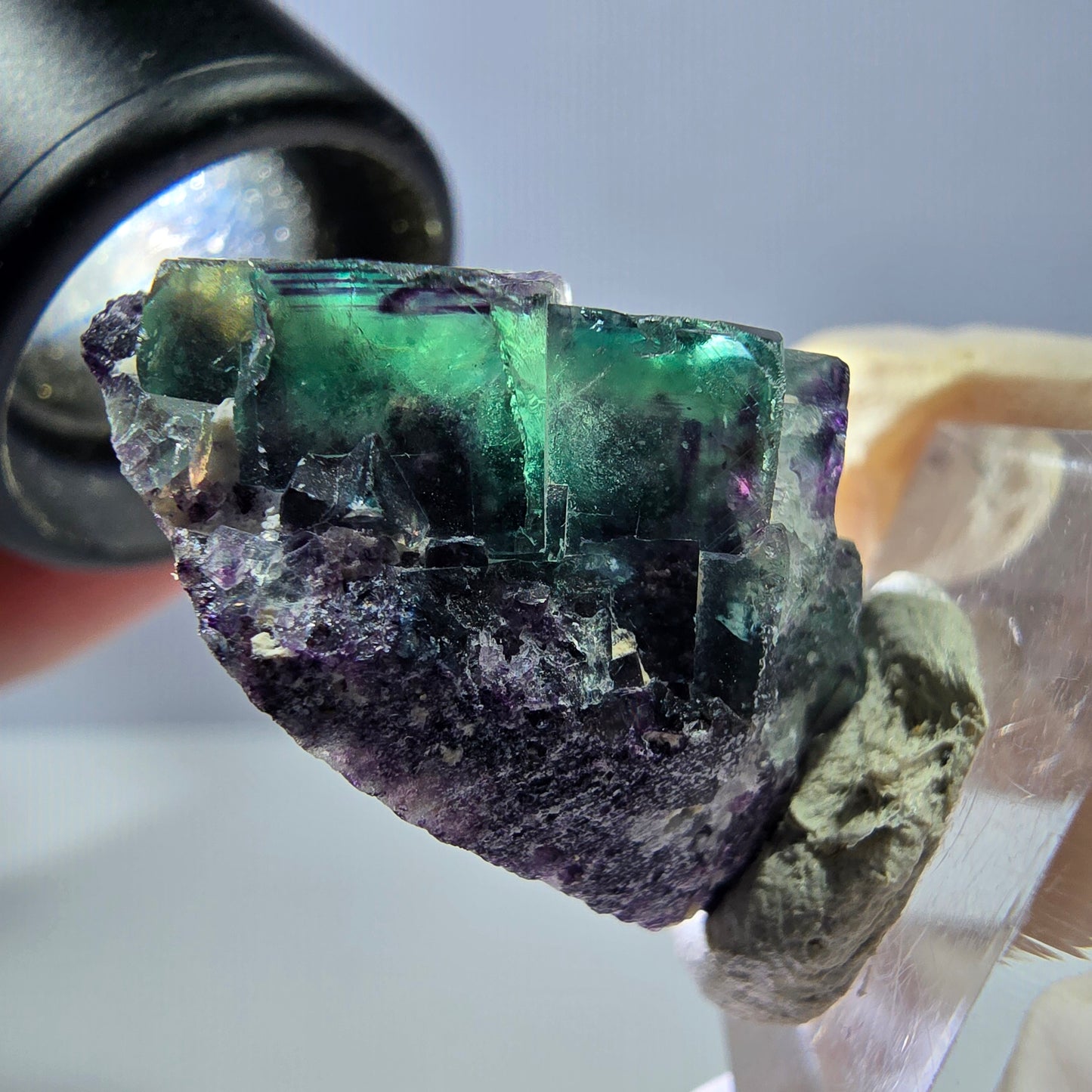 Phantom Fluorit Würfel Stufe, grün lila Okorusu, Namibia 34*24*17mm