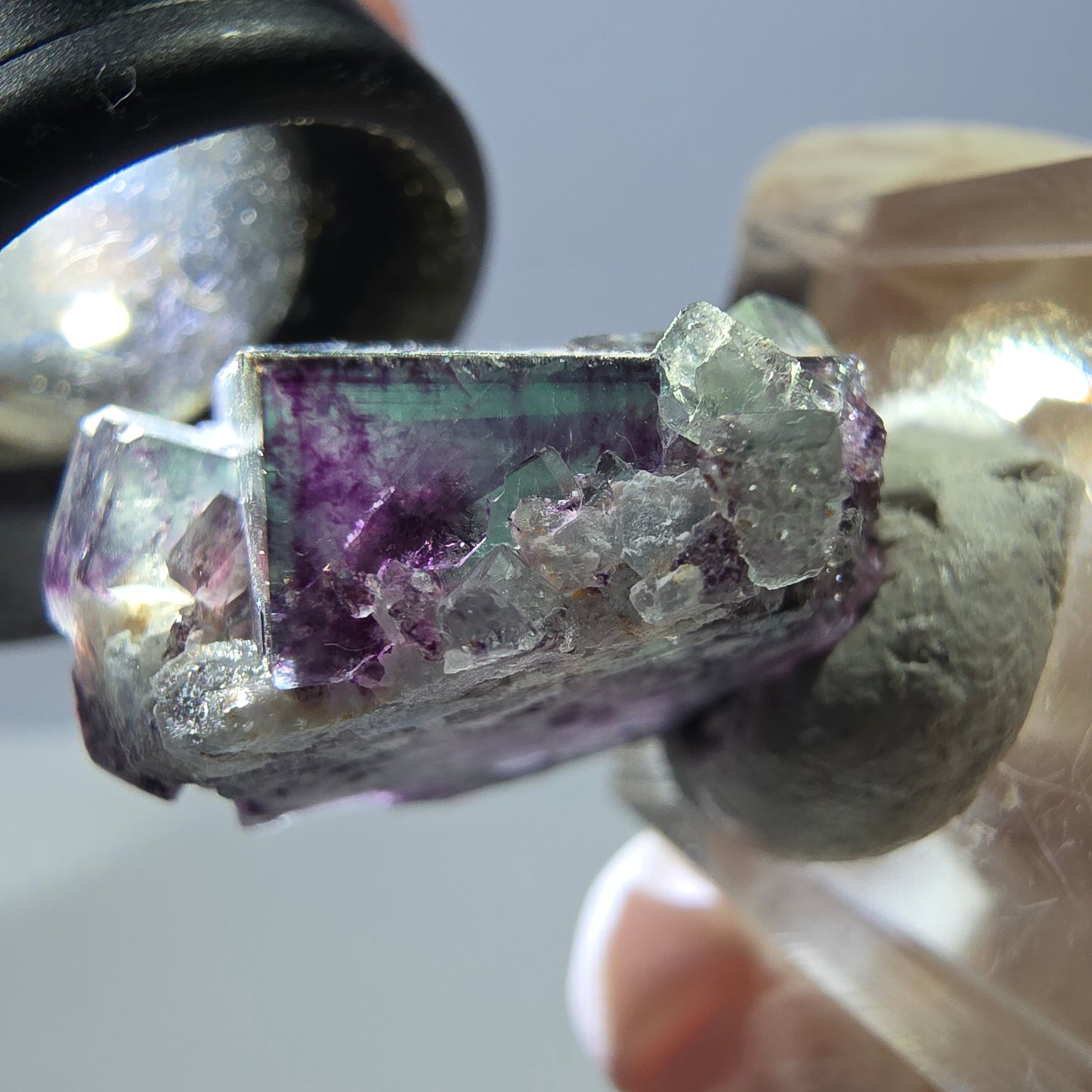 Phantom Fluorit Würfel Stufe, grün lila Okorusu, Namibia 27*22*18mm