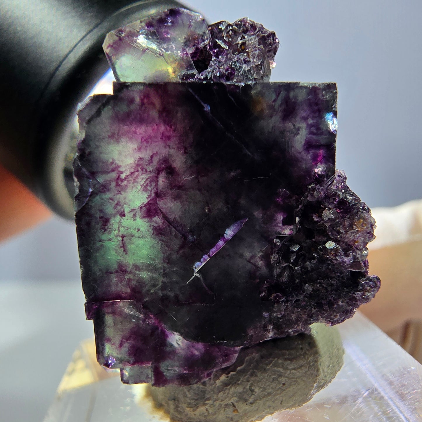 Phantom Fluorit Würfel Stufe, grün lila Okorusu, Namibia 27*22*18mm