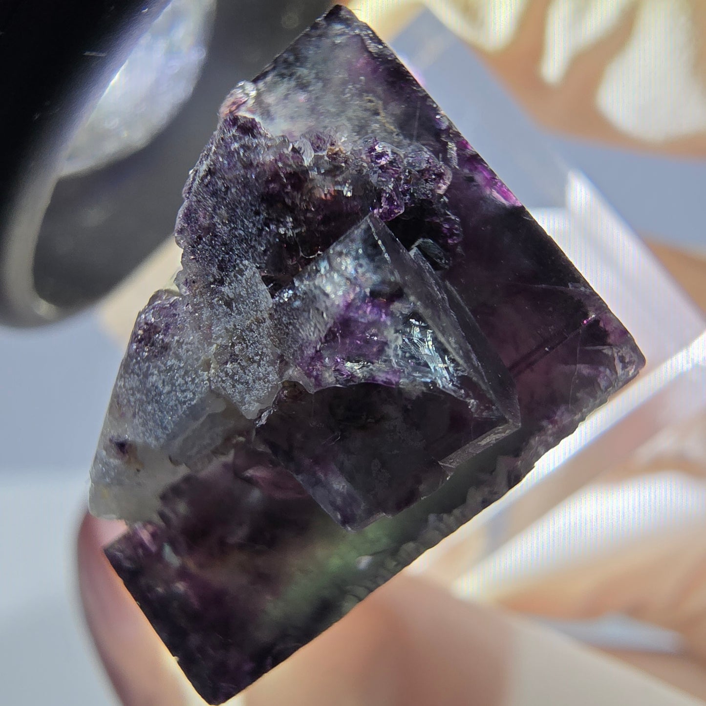 Phantom Fluorit Würfel Stufe, grün lila Okorusu, Namibia 27*22*18mm