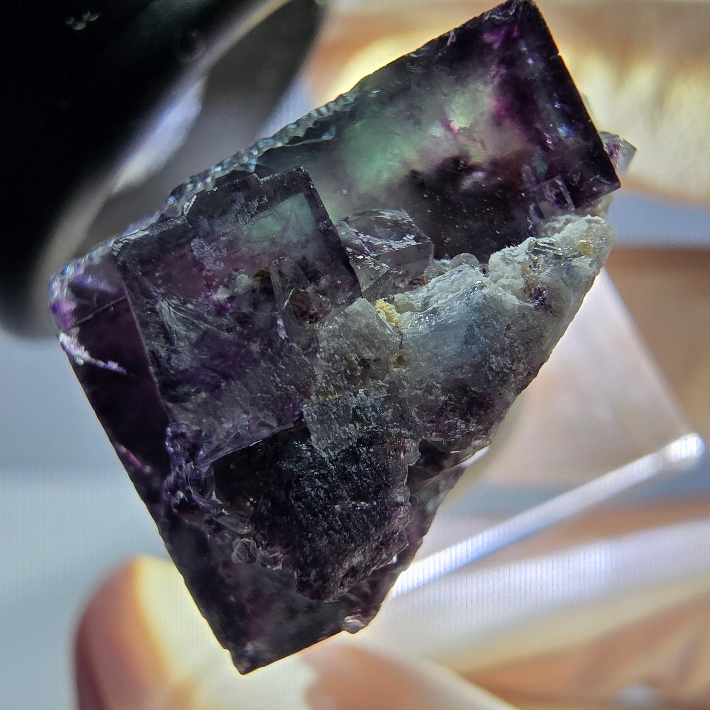 Phantom Fluorit Würfel Stufe, grün lila Okorusu, Namibia 27*22*18mm
