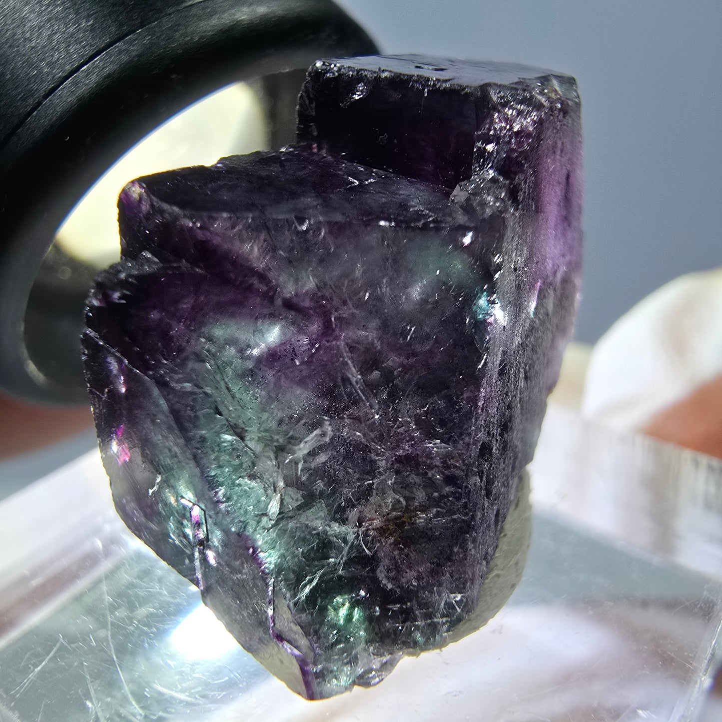 Phantom Fluorit Würfel Stufe, grün lila Okorusu, Namibia 22*17*14mm