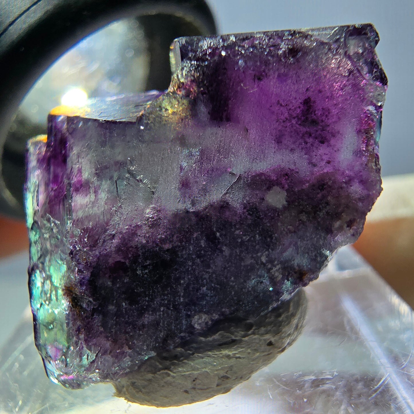 Phantom Fluorit Würfel Stufe, grün lila Okorusu, Namibia 22*17*14mm