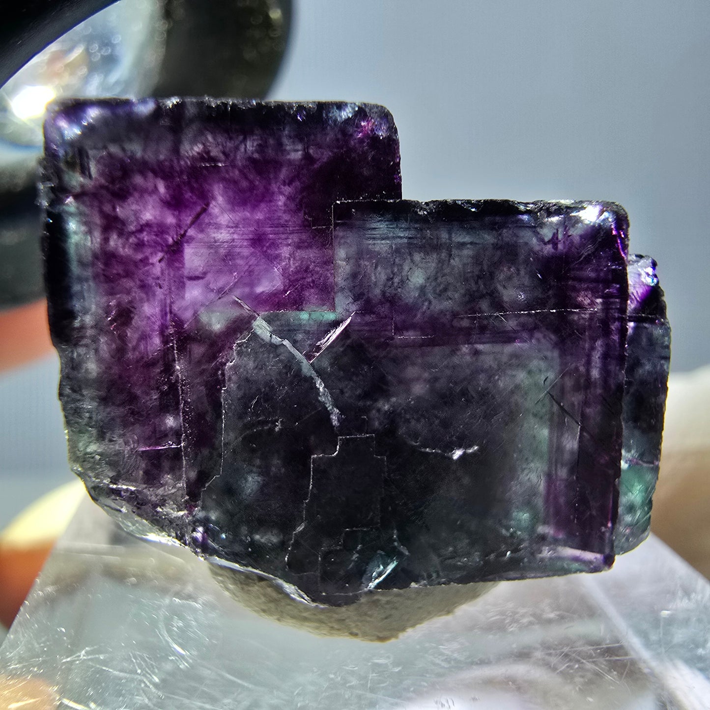Phantom Fluorit Würfel Stufe, grün lila Okorusu, Namibia 22*17*14mm